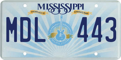 MS license plate MDL443
