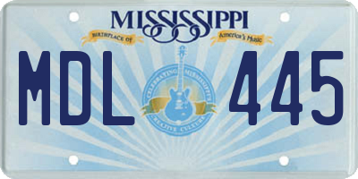 MS license plate MDL445