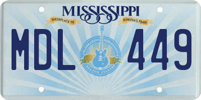 MS license plate MDL449