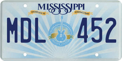 MS license plate MDL452