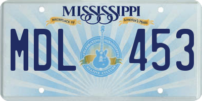 MS license plate MDL453
