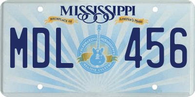 MS license plate MDL456