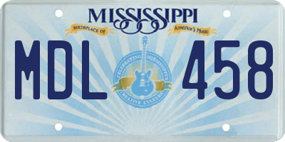 MS license plate MDL458