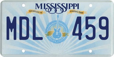 MS license plate MDL459