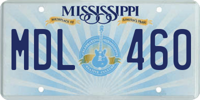 MS license plate MDL460