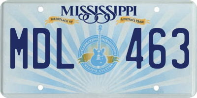 MS license plate MDL463