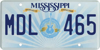 MS license plate MDL465