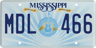 MS license plate MDL466
