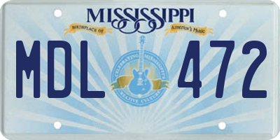MS license plate MDL472