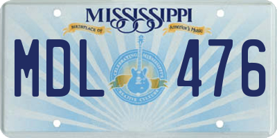 MS license plate MDL476