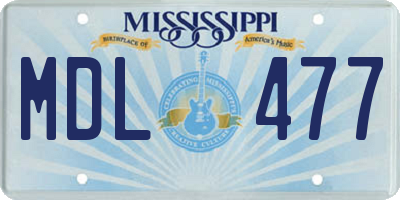 MS license plate MDL477