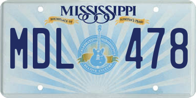 MS license plate MDL478