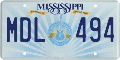 MS license plate MDL494