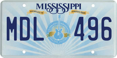 MS license plate MDL496