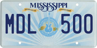 MS license plate MDL500