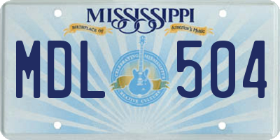 MS license plate MDL504