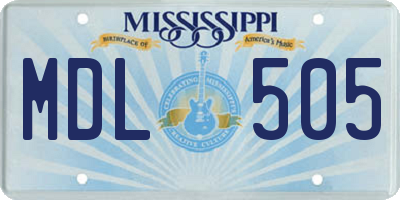 MS license plate MDL505