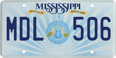 MS license plate MDL506