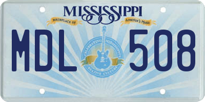 MS license plate MDL508