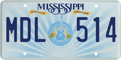 MS license plate MDL514