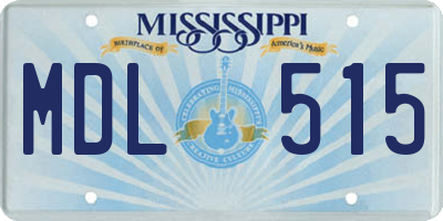 MS license plate MDL515