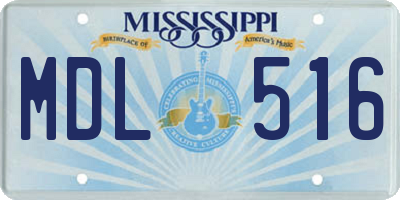 MS license plate MDL516