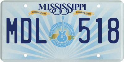 MS license plate MDL518