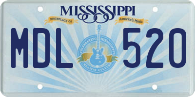 MS license plate MDL520