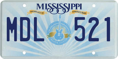 MS license plate MDL521
