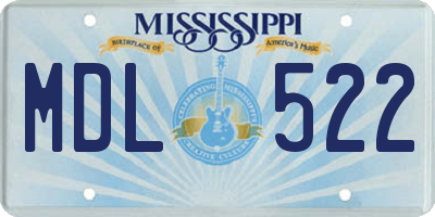 MS license plate MDL522