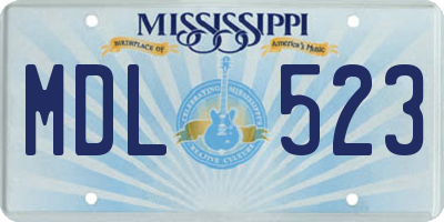 MS license plate MDL523