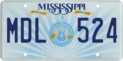 MS license plate MDL524