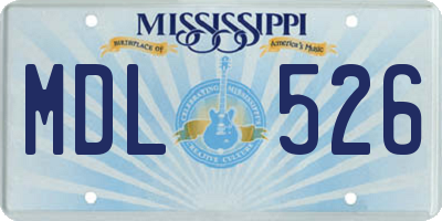 MS license plate MDL526