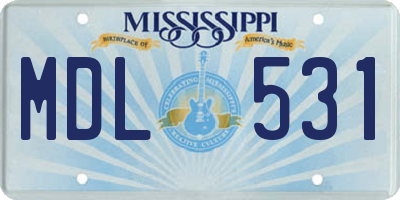 MS license plate MDL531