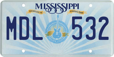 MS license plate MDL532