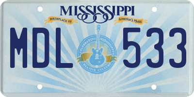 MS license plate MDL533
