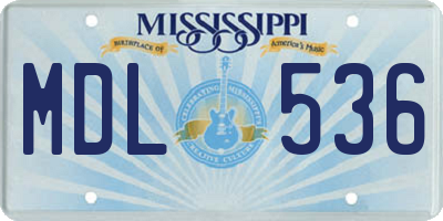 MS license plate MDL536