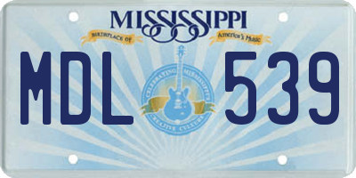 MS license plate MDL539