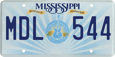 MS license plate MDL544