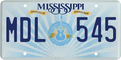 MS license plate MDL545