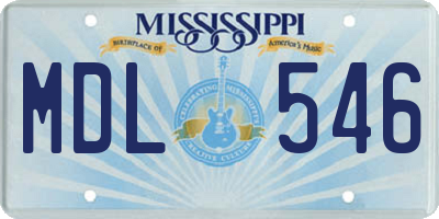 MS license plate MDL546