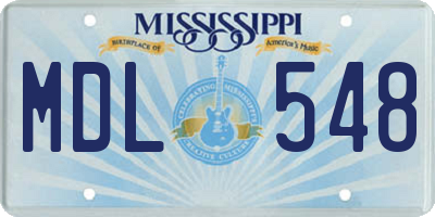 MS license plate MDL548