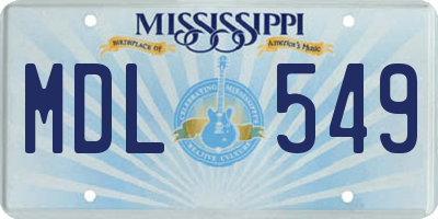 MS license plate MDL549