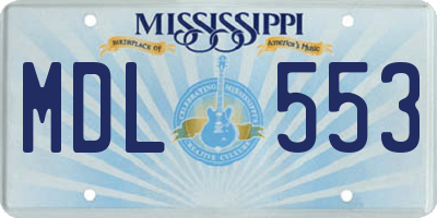 MS license plate MDL553