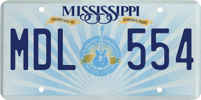 MS license plate MDL554