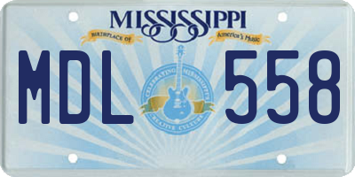 MS license plate MDL558