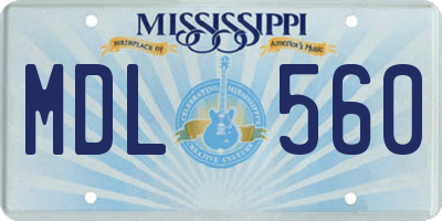 MS license plate MDL560
