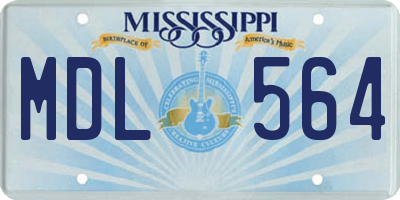 MS license plate MDL564