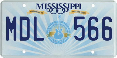 MS license plate MDL566