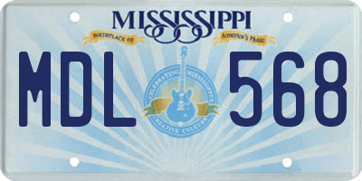 MS license plate MDL568